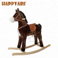 90*31*78cm 2018 light brown Rocking Horse animal Toy, Wooden Rocking Horse Toy From China, Kids Plush Toy