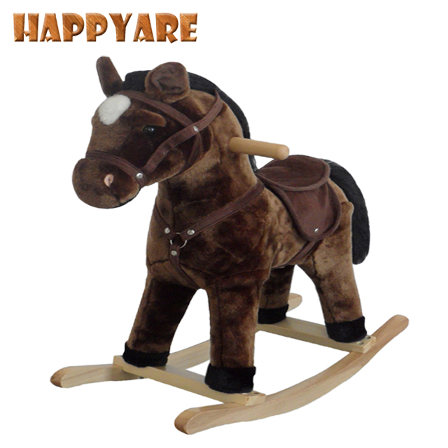 53*23*51cm kids ride on plush rocking horse and cheap plush rocking toy