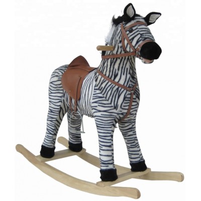 90*31*78cm 2018 zebra-stripe color Horse animal Toy, Wooden Rocking Horse Toy From China, Kids Plush Toy