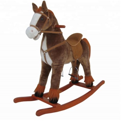 90*31*78cm 2018 Large mane around the ankle Rocking Horse animal Toy, Wooden Rocking Horse Toy From China, Kids Plush Toy