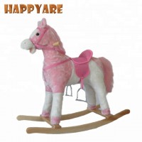 90*31*78cm 2018 pink color Rocking Horse animal Toy, Wooden Rocking Horse Toy From China, Kids Plush Toy