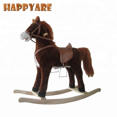 90*31*78cm 2018 Large mane around the ankle Rocking Horse animal Toy, Wooden Rocking Horse Toy From China, Kids Plush Toy