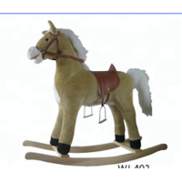 90*31*78cm 2018 beige color Rocking Horse animal Toy, Wooden Rocking Horse Toy From China, Kids Plush Toy