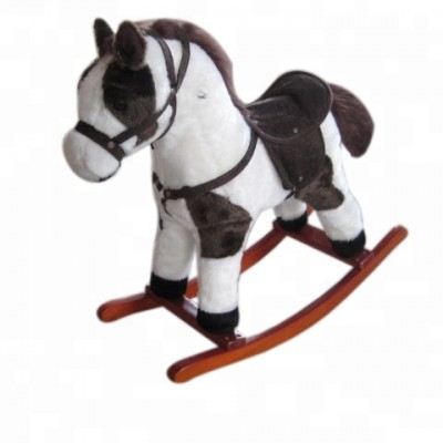 2018 European style brown with white color plush rocking horse little pony toy