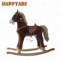 90*31*78cm 2018 brown color Large Rocking Horse animal Toy, Wooden Rocking Horse Toy From China, Kids Plush Toy